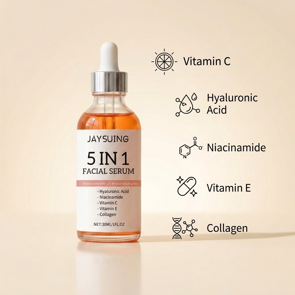 Vitamin C Serum ingredients - Hyaluronic Acid, Niacinamide, Vitamin E, Collagen