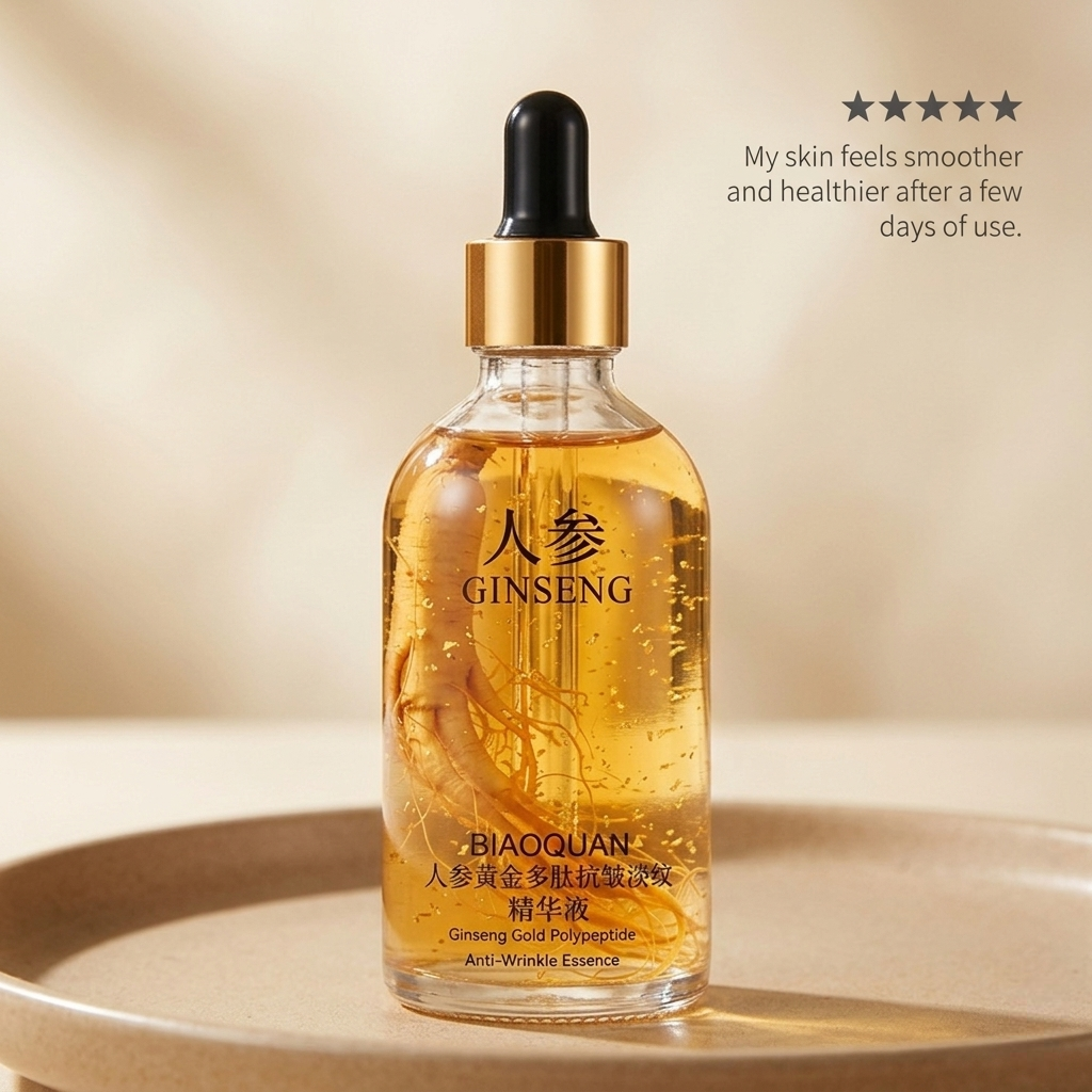 SknMaxxing serum anti aging best with ginseng gold polypeptide in clear glass dropper bottle