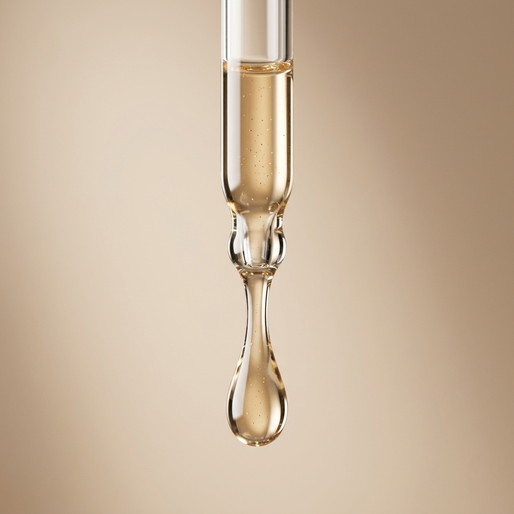Close-up of SknMaxxing facial serum dropper with clear golden liquid serum anti aging best