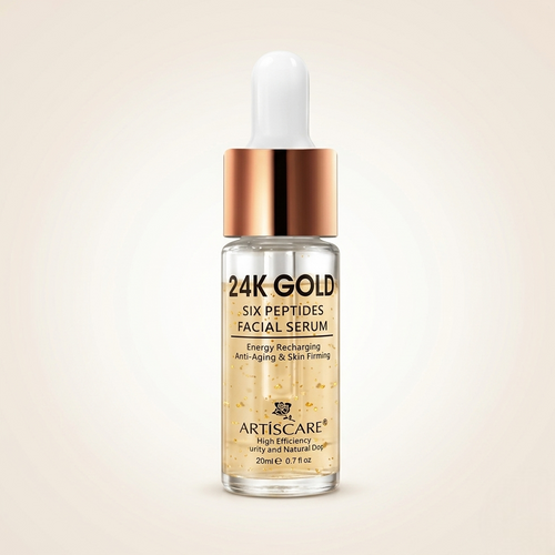 24K Gold Six Peptides Facial Serum by SknMaxxing anti-aging skin firming serum bottle